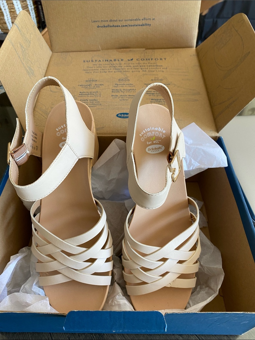 Dr. Scholl's Women's Cream Strappy Slingback Sandals